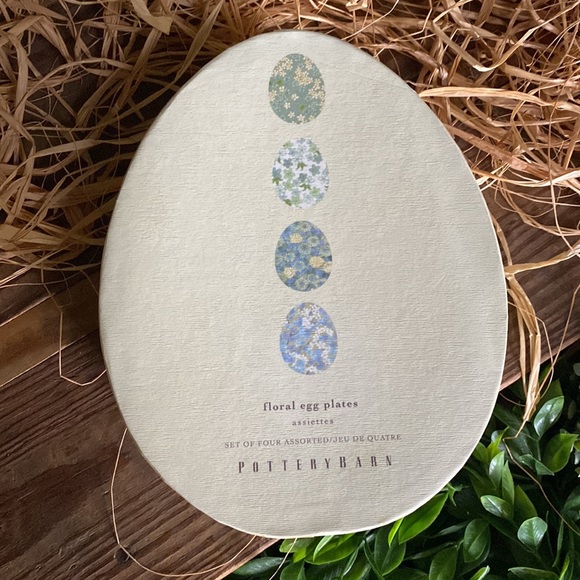 Pottery Barn Happy Easter Floral Egg Shaped Brunch Luncheon Plate Set 🐣🐇 - Picture 4 of 17